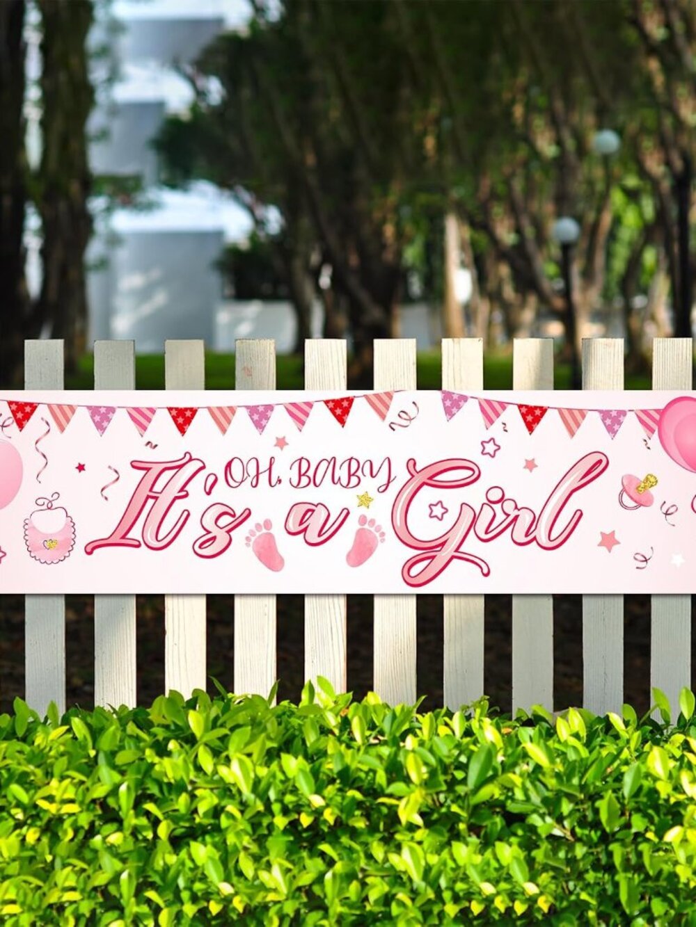 Its a Girl Banner Baby Shower Decorations Welcome Home Horizontal Pink Large Fab